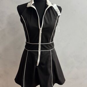 Black and White Zip-Up Dress